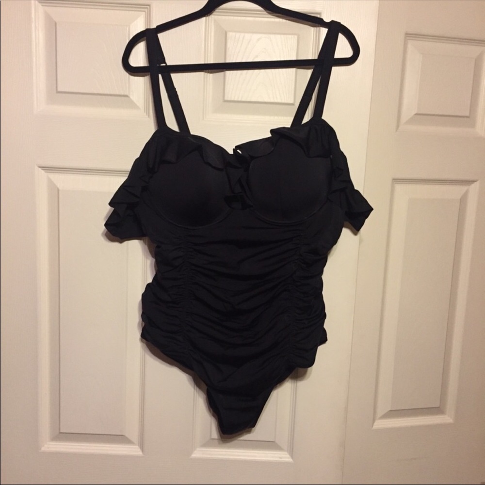 Torrid Black Off The Shoulder One Piece Swimsuit